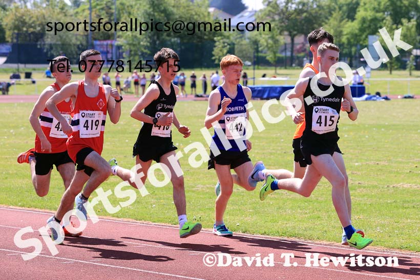 Mens Under-17s 1500 metres, 2024 North Eastern Track and Field Champs., Middlesbrough.  Photo: David T. Hewitson/Sports for All Pics